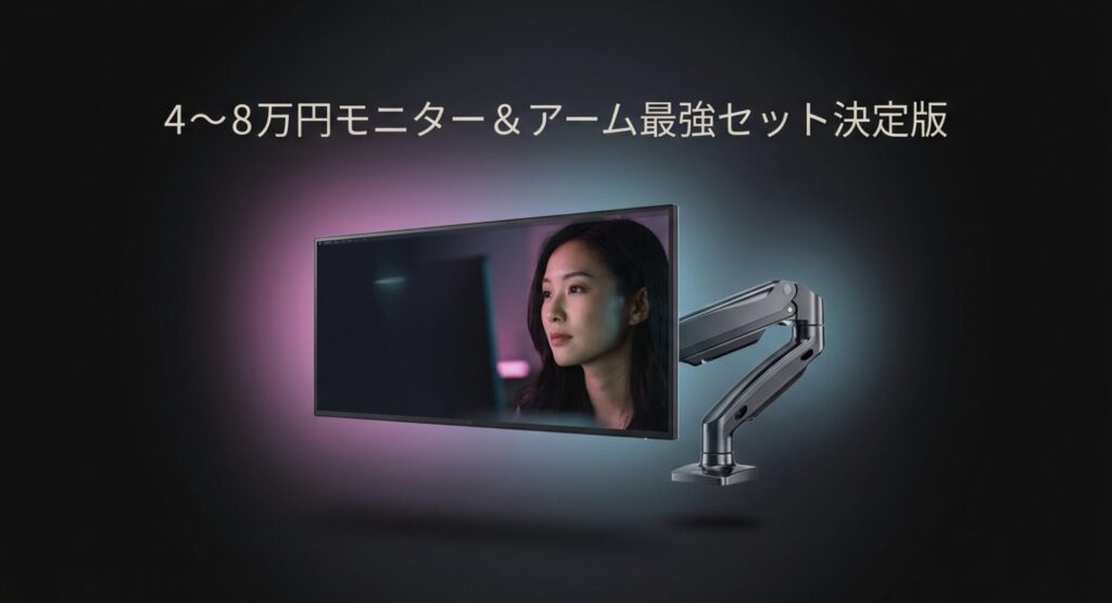 4〜8万円モニターとモニターアームの最強セット決定版を示すアイキャッチ画像