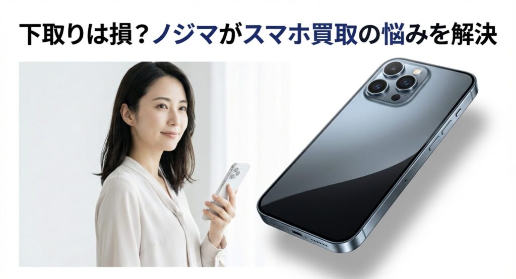 ノジマのスマホ買取の悩みを解決する女性のイメージ