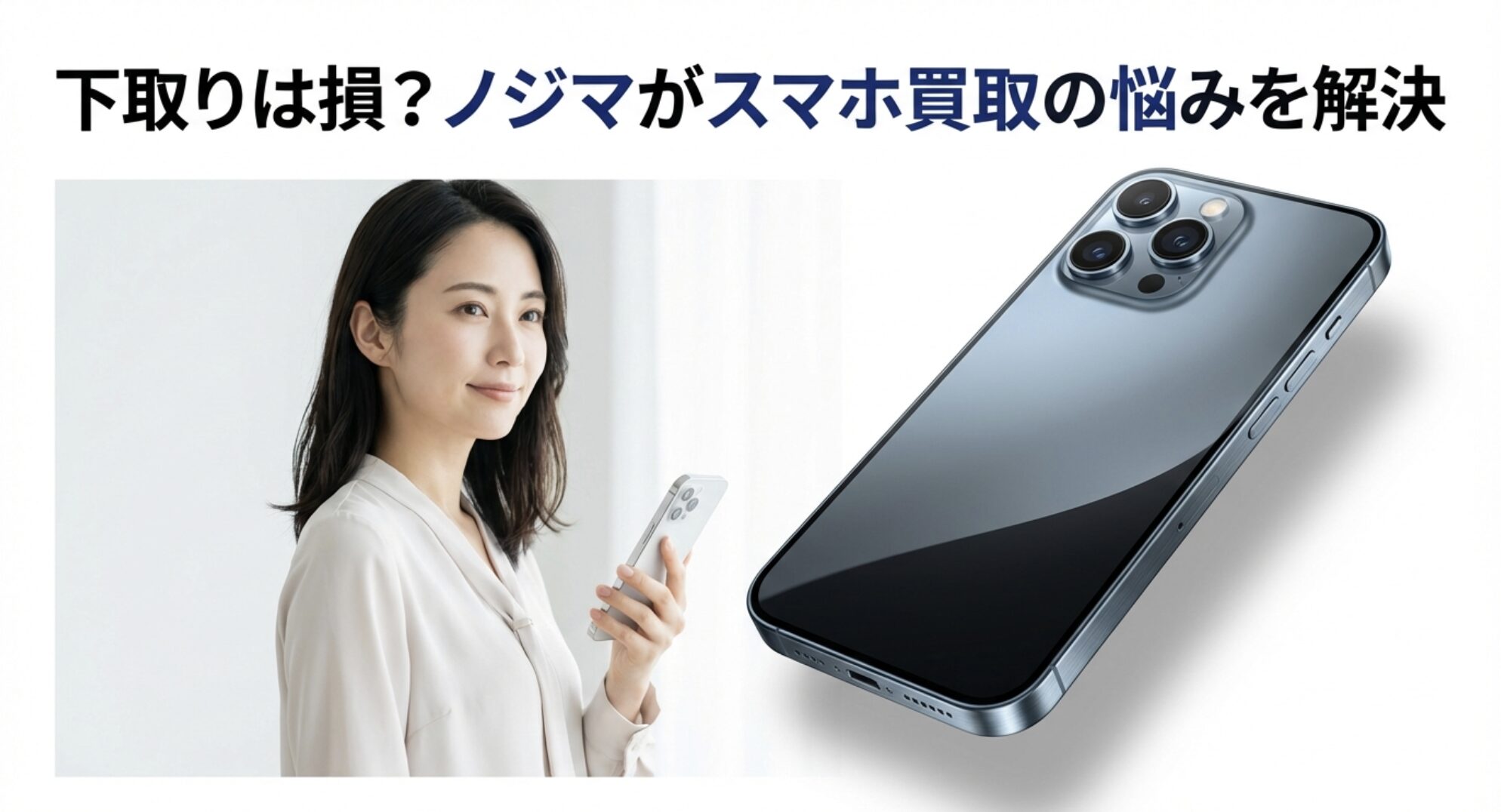ノジマのスマホ買取の悩みを解決する女性のイメージ