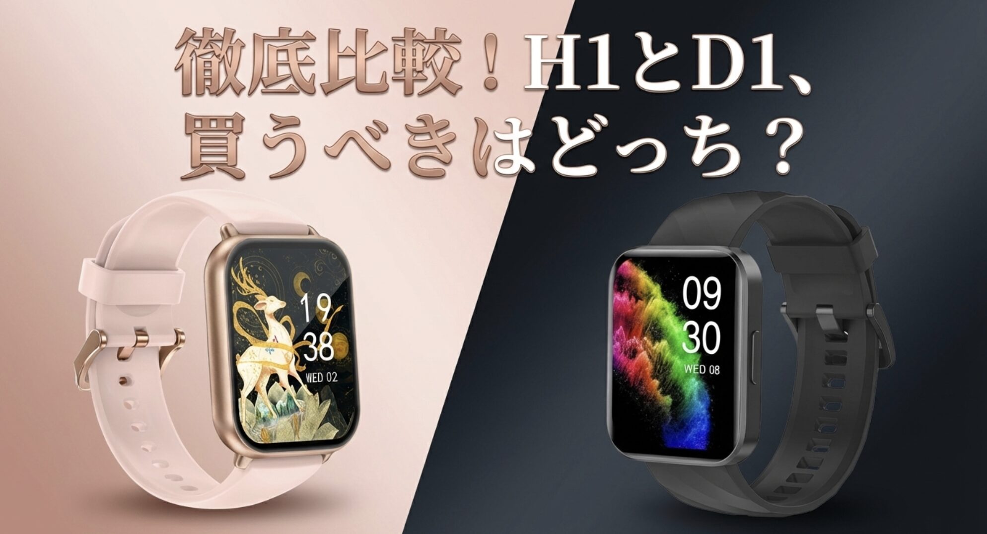 RuimenスマートウォッチH1とD1の違いを徹底比較するアイキャッチ画像