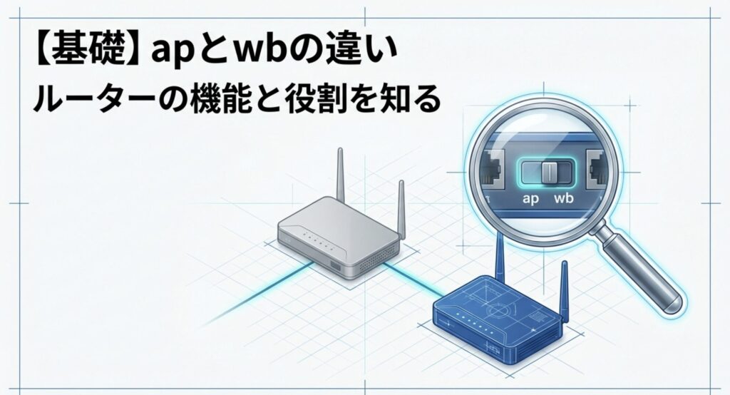 ルーターの機能と役割を知るための、apとwbの違いの基礎知識を示すスライド