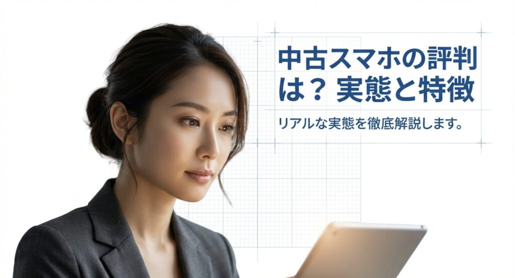 ノジマオンライン中古スマホのポジティブな評判や他社にはない独自の特徴について解説するスライド