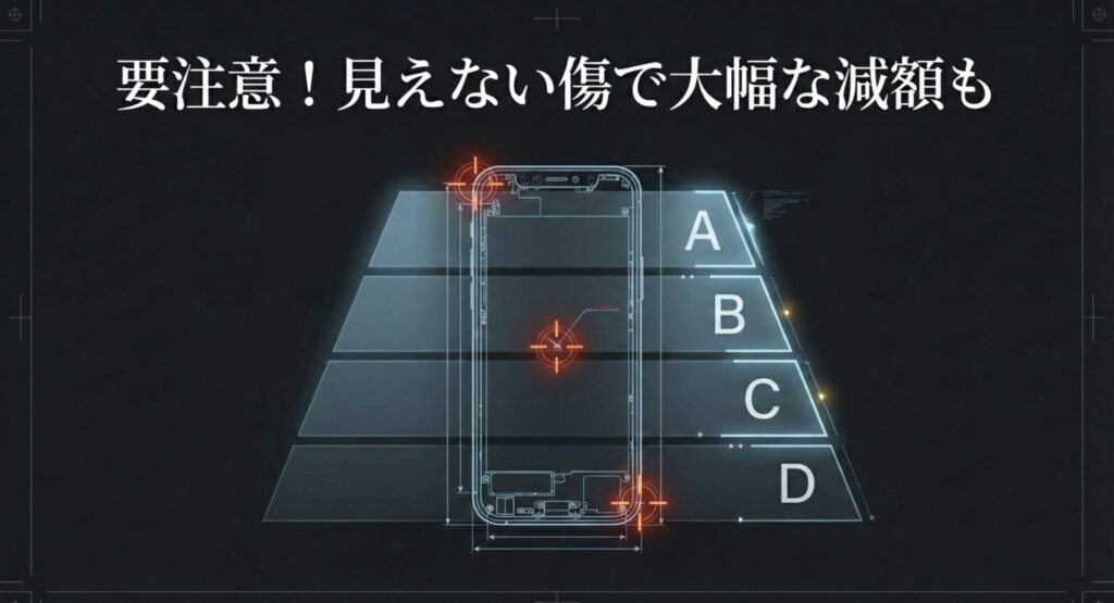 iPhoneの買取査定におけるA・B・C・Dのランク分けを示す階層図