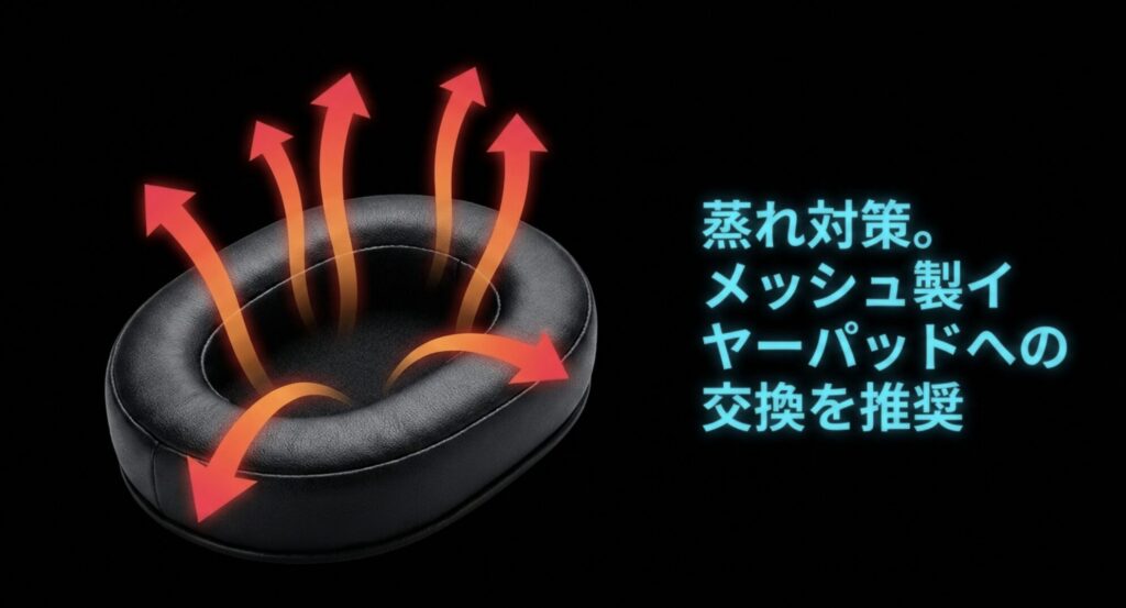 ロジクールG431の蒸れ対策としてメッシュ製イヤーパッドへの交換を推奨する解説