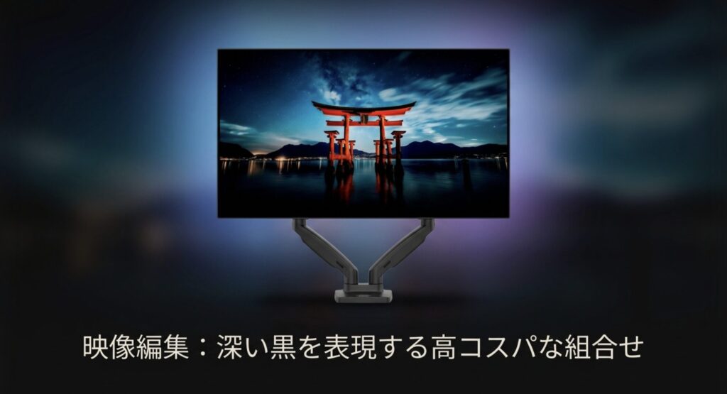 映像編集におすすめの、深い黒を表現できるコストパフォーマンスの高いモニター環境