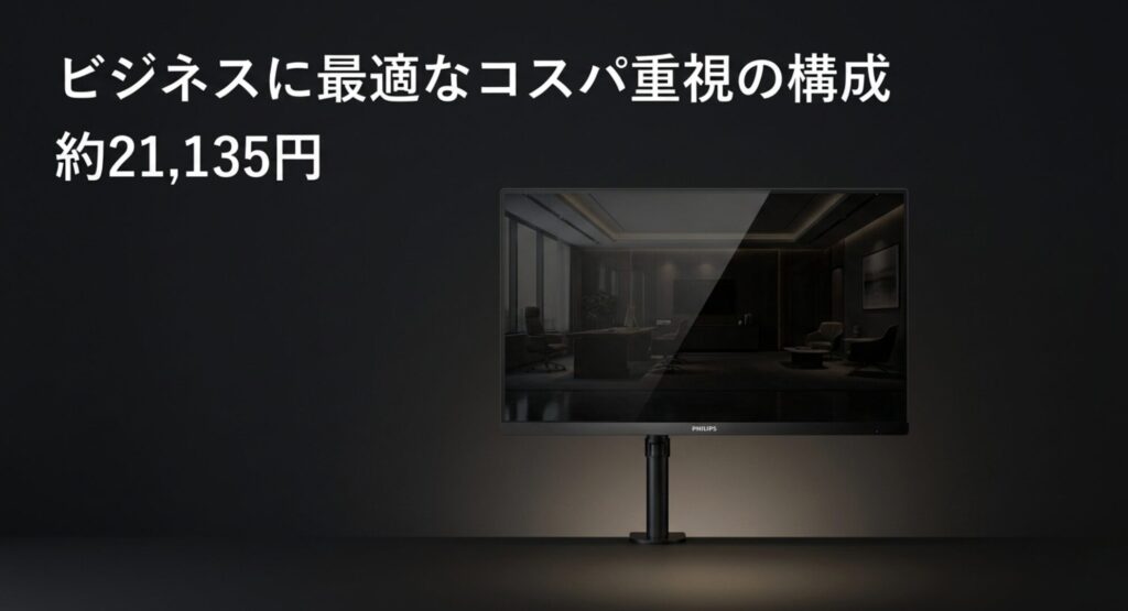 ビジネスに最適なコスパ重視のモニターとアームの構成（約21,135円）