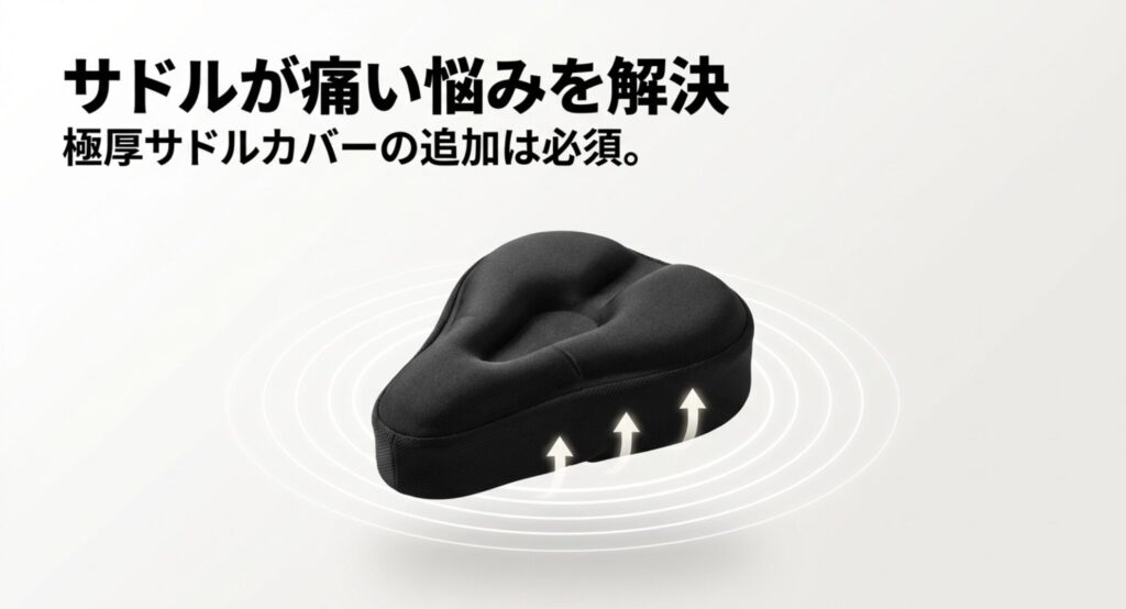 サドルが痛い悩みを解決 極厚サドルカバーの追加は必須。