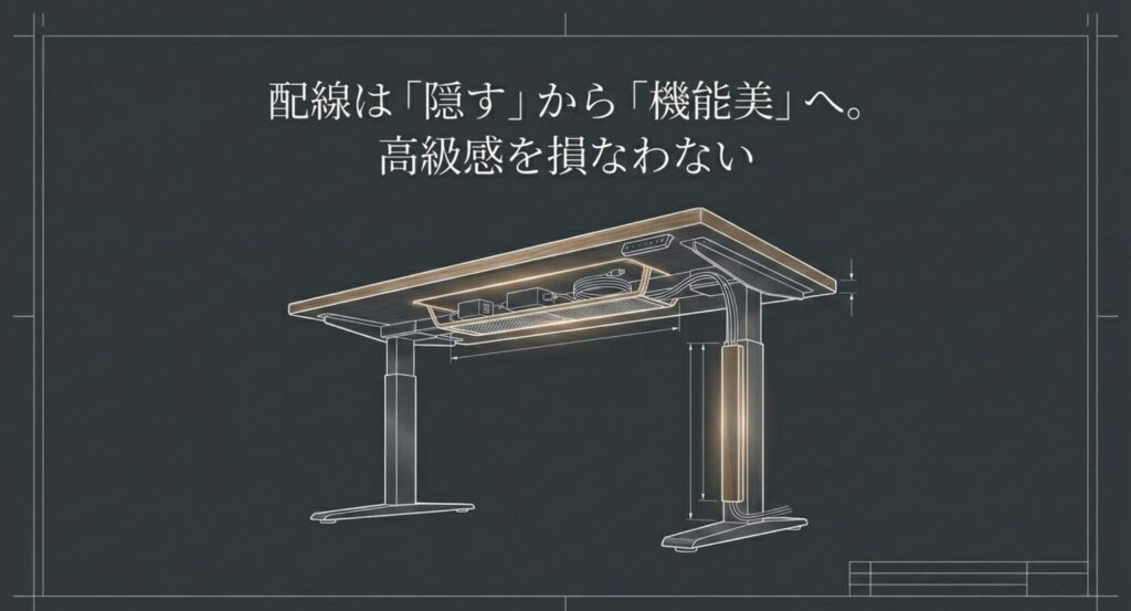 配線は隠すから機能美へ。ハイエンドデスクの高級感を損なわないケーブルマネジメント