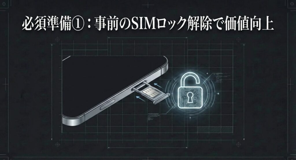iPhoneのSIMトレイを引き出し、ロックを解除しているセキュリティイメージ