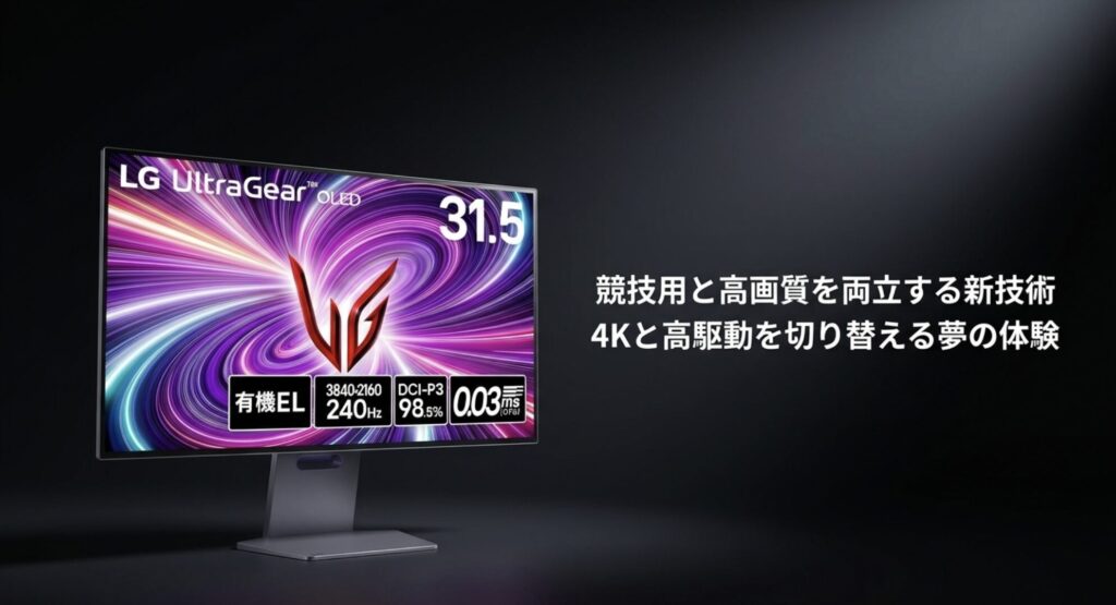 4Kと高駆動を切り替え競技用と高画質を両立するLG UltraGear OLEDのデュアルモード機能スライド
