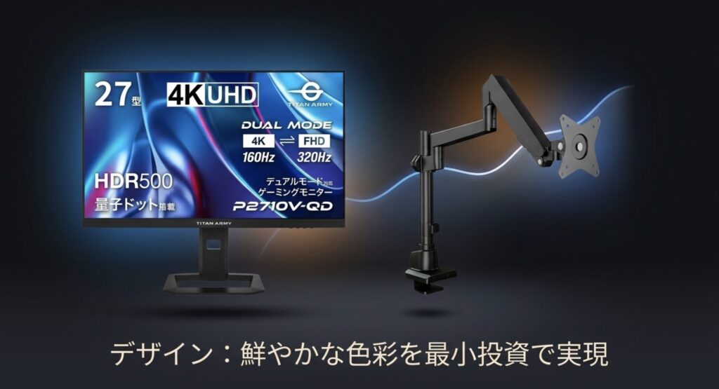 グラフィックデザインにおすすめの、鮮やかな色彩を低予算で実現するモニターセット