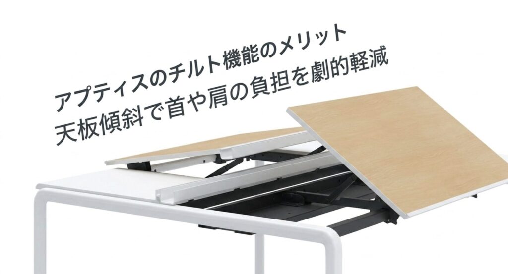 天板傾斜で首や肩の負担を劇的軽減するコクヨ アプティス（UPTIS）