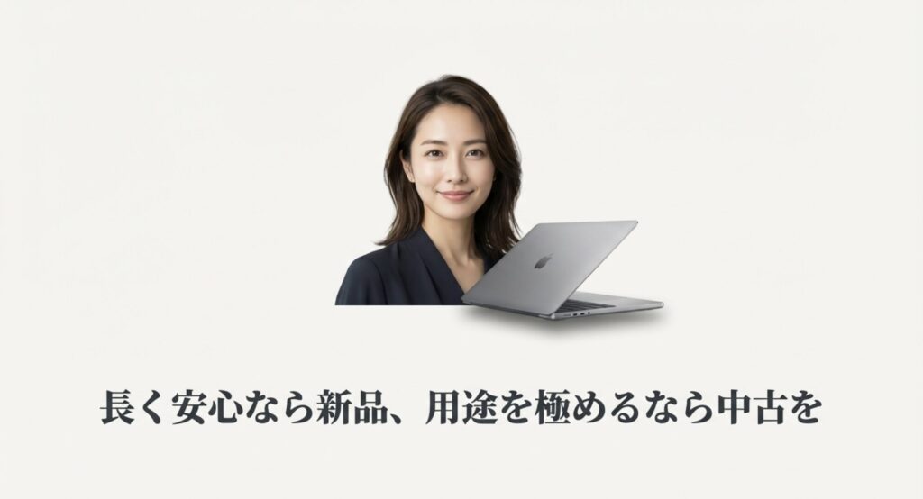 パソコンを前に微笑む女性