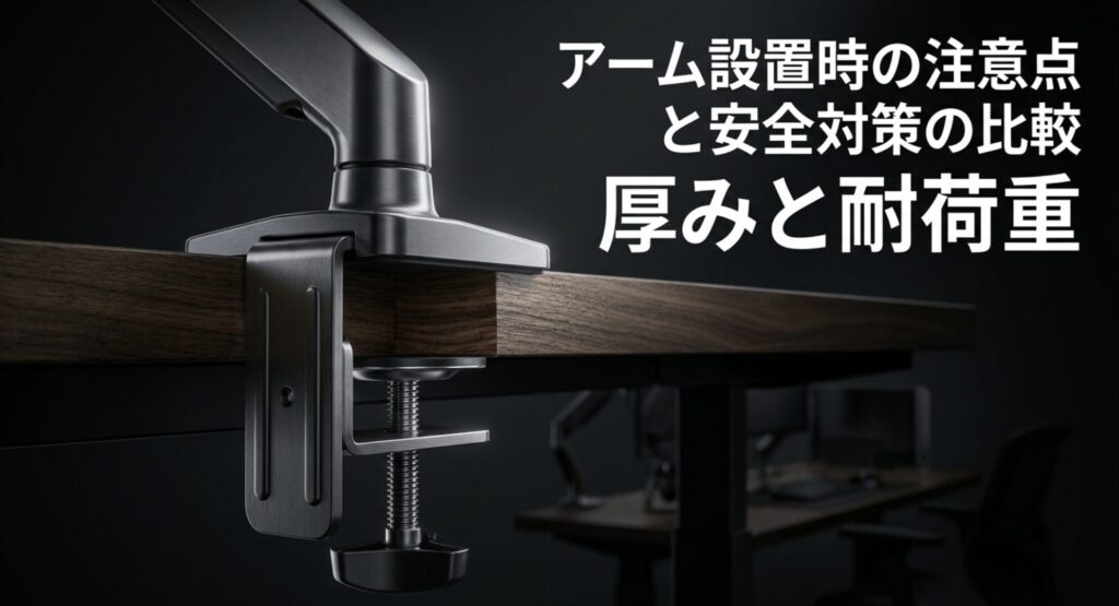 モニターアーム設置時のデスク天板の厚みと耐荷重に関する注意点と安全対策