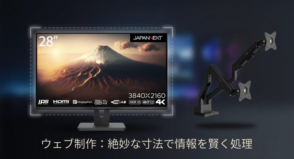 Web制作におすすめの、程よいサイズ感で情報処理がしやすいモニター環境