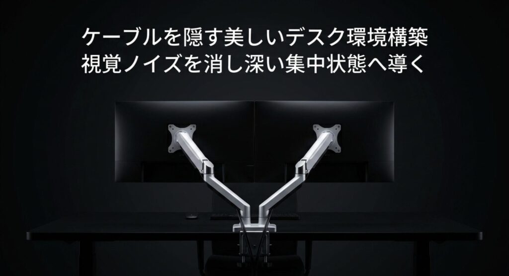 視覚ノイズを消し深い集中状態へ導くケーブルを隠した美しいデスク環境構築のスライド