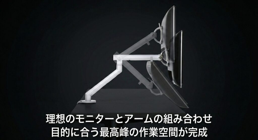 目的に合う最高峰の作業空間が完成する理想のモニターとアームの組み合わせスライド