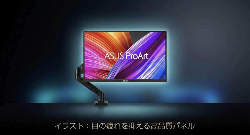 イラストやレタッチ作業におすすめの、長時間の作業でも目の疲れを抑える高品質モニター