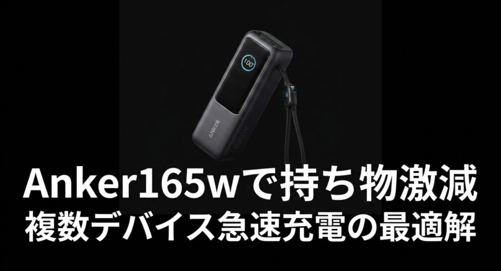 Anker165Wを利用して複数デバイスを急速充電し持ち物を激減させる最適解について解説したアイキャッチ画像
