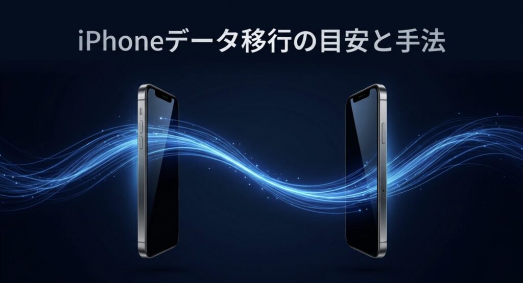 2台のiPhone間でデータを移行しているイメージ画像