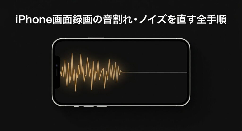 波形デザインがあしらわれたiPhone画面録画の音割れ・ノイズを直す全手順のタイトル画像