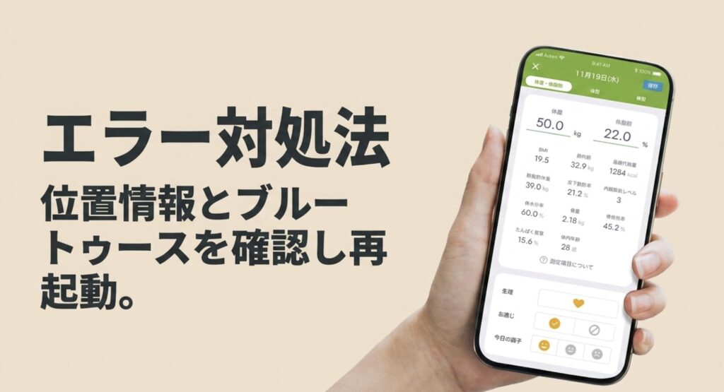エラー対処法:位置情報とブルートゥースの確認