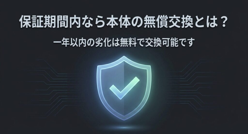 Fitbitが保証期間内であれば無料で本体交換可能であることを示すシールドアイコン