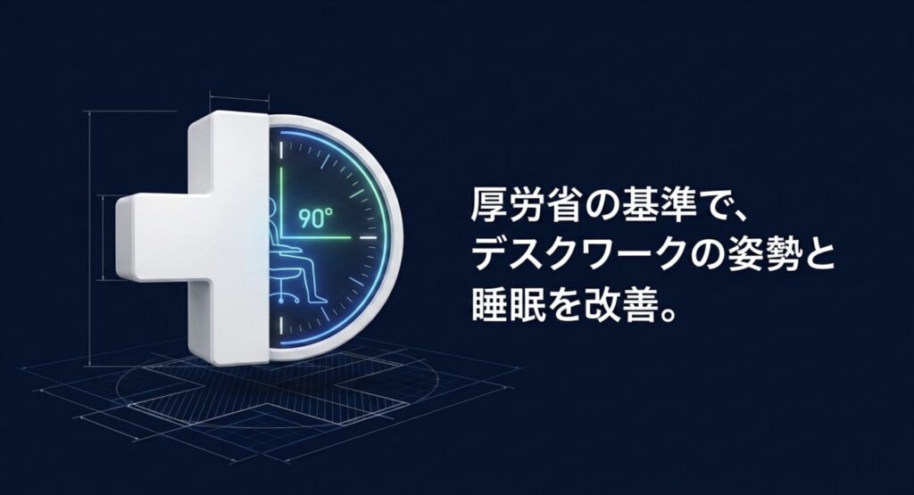 厚労省の基準に基づきデスクワークの姿勢と睡眠を改善するイメージ図