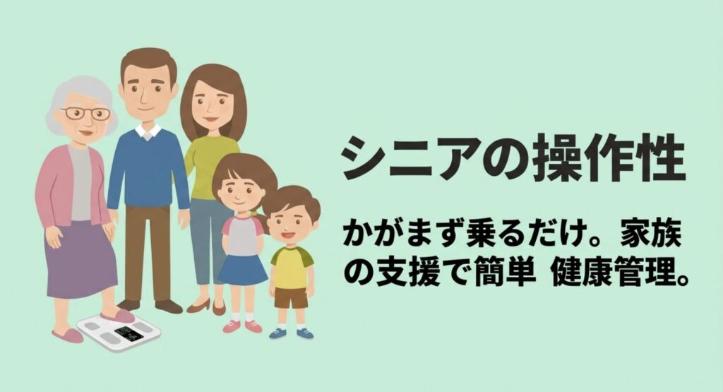 シニアの操作性:かがまず乗るだけで健康管理