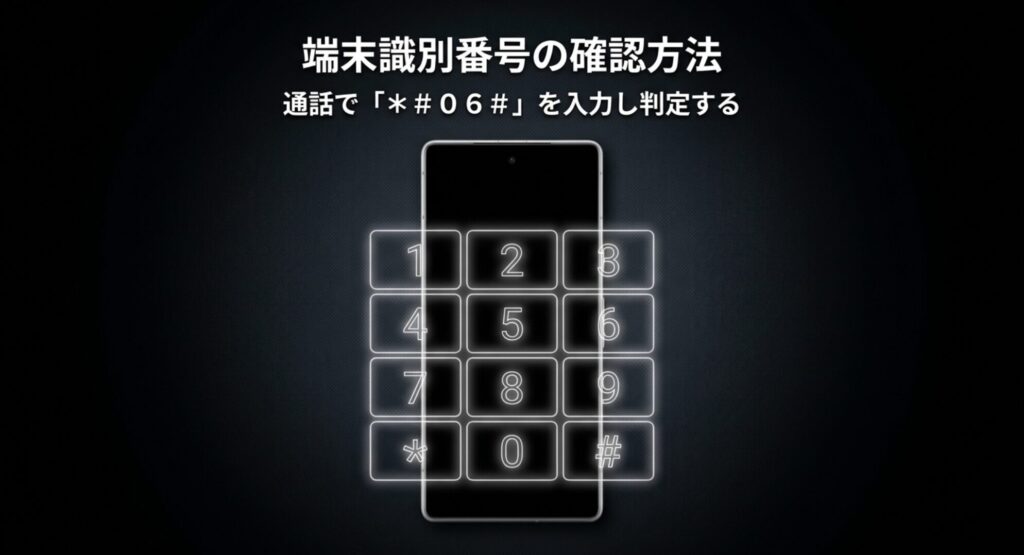 通話アプリで「*#06#」を入力してPixel 7aの端末識別番号を確認する方法を解説したスライド