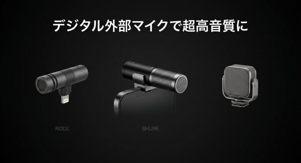 iPhoneに直接接続できる高音質なデジタル外部マイクの製品画像