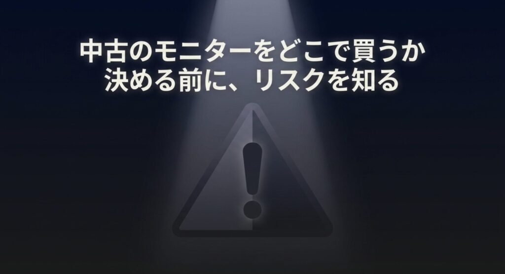 中古モニターをどこで買うか決める前に、寿命やドット抜けなどの見えないリスクを把握するためのスライド