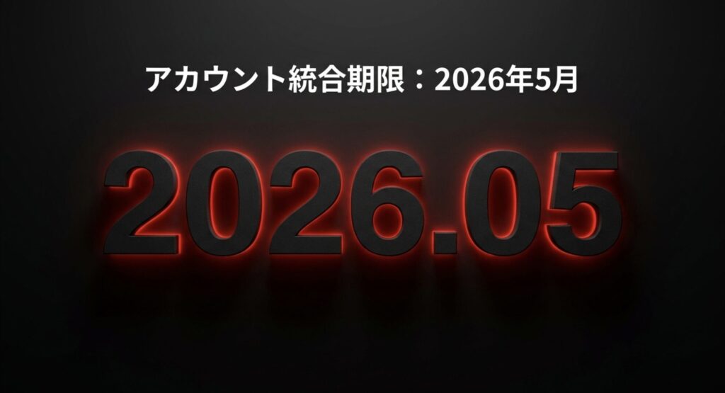 旧FitbitアカウントからGoogleアカウントへのシステム統合期限が2026年5月であることを警告するスライド