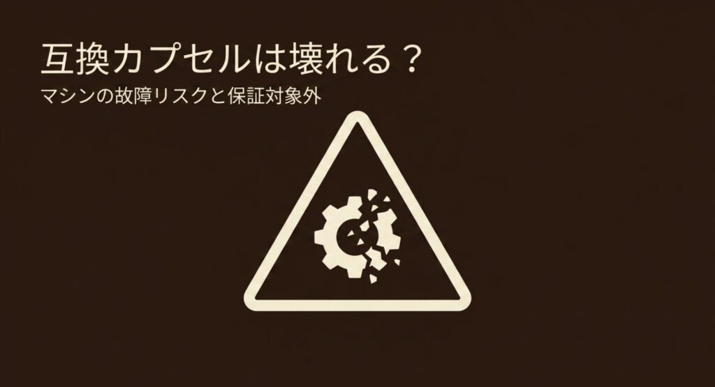 警告の三角標識の中に、壊れた歯車が描かれているイラスト