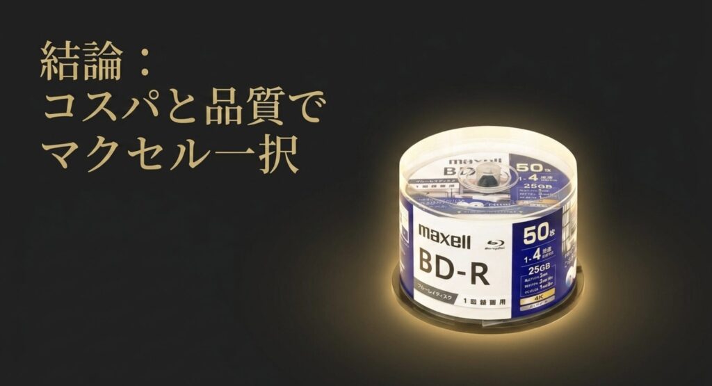 結論としてコスパと品質のバランスに優れたマクセル製ブルーレイディスクがおすすめである理由