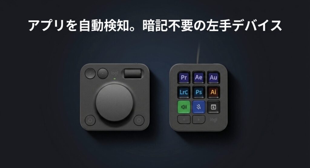使用中のアプリを自動検知して操作パネルが切り替わるLogitech MX Creative Console