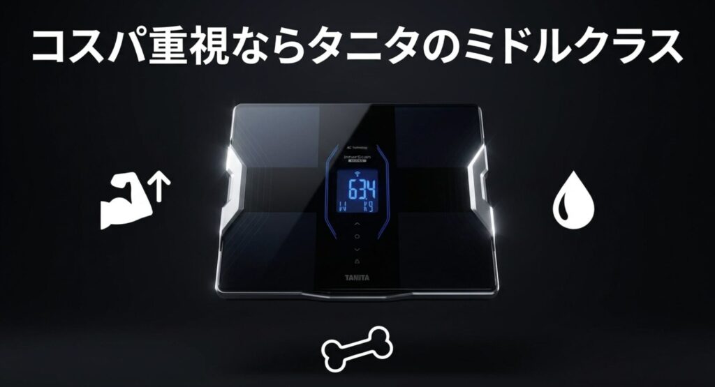 筋質点数も測れてコストパフォーマンスに優れたタニタのミドルクラス体組成計