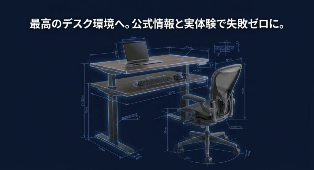 公式情報と実体験をもとに構築された、失敗ゼロの最高のデスク環境を示す設計図