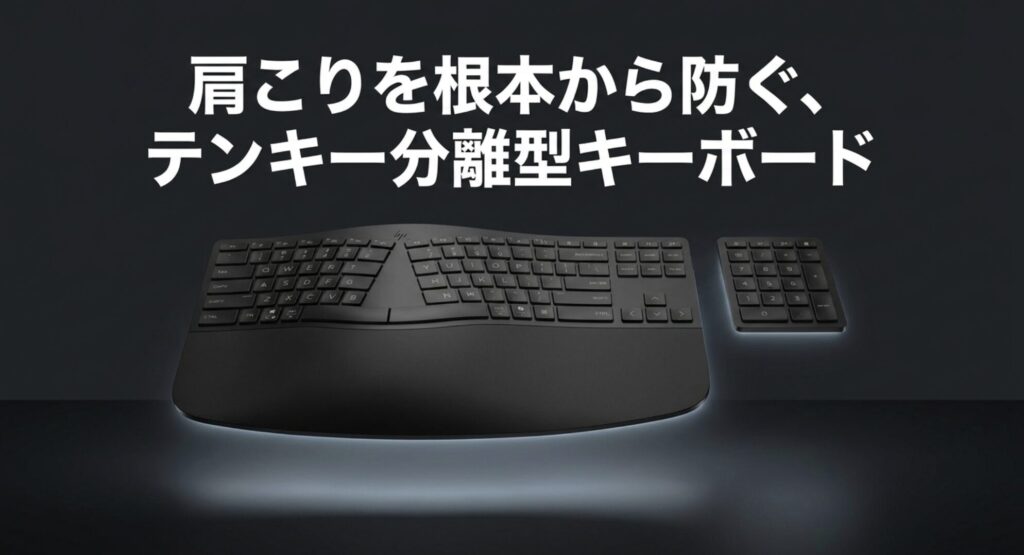テンキーが分離でき、自然な姿勢でタイピングできるHPのエルゴノミクス分割キーボード