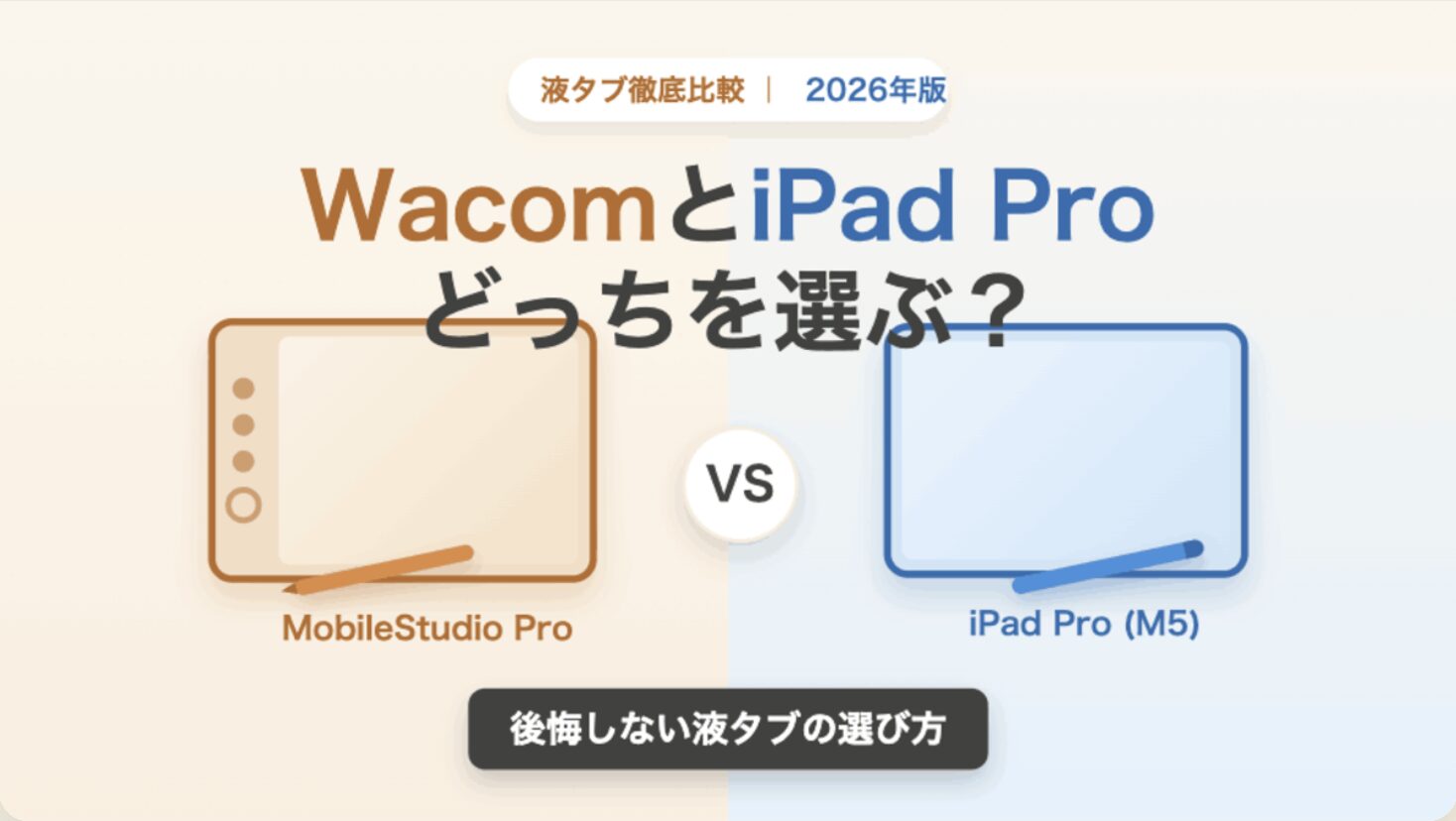 WacomとiPad Proのどちらの液タブを選ぶか比較するアイキャッチ画像